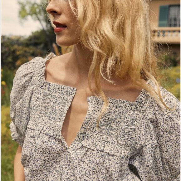 DOEN Farley Top in Cream Cottage Floral Print S - Picture 3 of 10